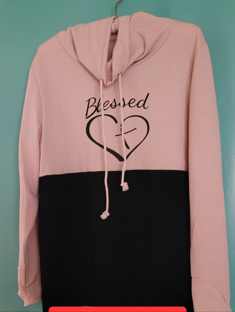 Blessed Two-Tone Pink and Black Hoodie Sweater - Women